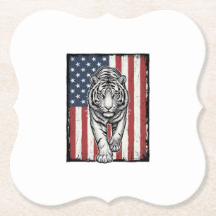 Posavasos De Papel Bandera Americana Patriótica del Tigre Grabado Vin