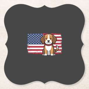 Posavasos De Papel Bandera Americana Perro Patriótico Vector