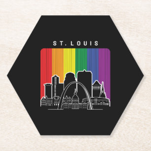 Posavasos De Papel Bandera arcoiris de St. Louis Missouri Orgullo LGB