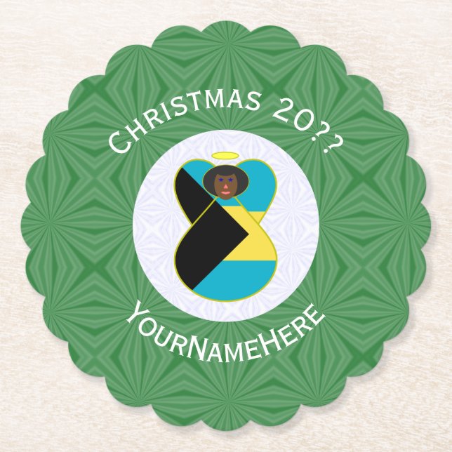 Posavasos De Papel Bandera bahameña Navidades de ángel oscuro persona (Anverso)