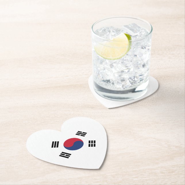 Posavasos De Papel Bandera de Corea del Sur Corazón (In situ)