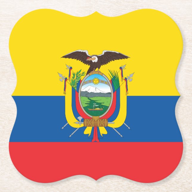 Posavasos De Papel Bandera de Ecuador (ecuatoriano) (Anverso)