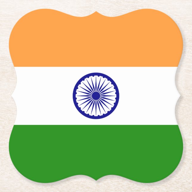 Posavasos De Papel Bandera de India (India) (Anverso)