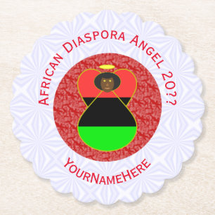 Posavasos De Papel Bandera de la Diáspora Africana Ángel Rojo Persona
