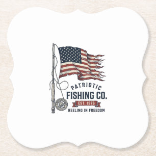 Posavasos De Papel Bandera de pesca patriótica vintage diseño vectori