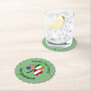 Posavasos De Papel Bandera de trébol personalizada irlandesa estadoun