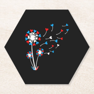 Posavasos De Papel Bandera estadounidense Dandelion Flaying Hearts
