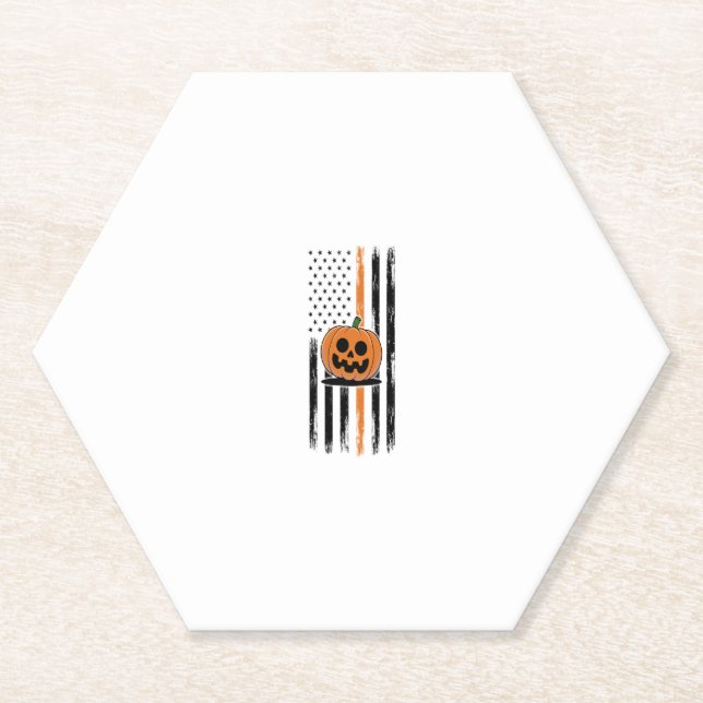 Posavasos De Papel Bandera estadounidense de cabeza de calabaza (Anverso)