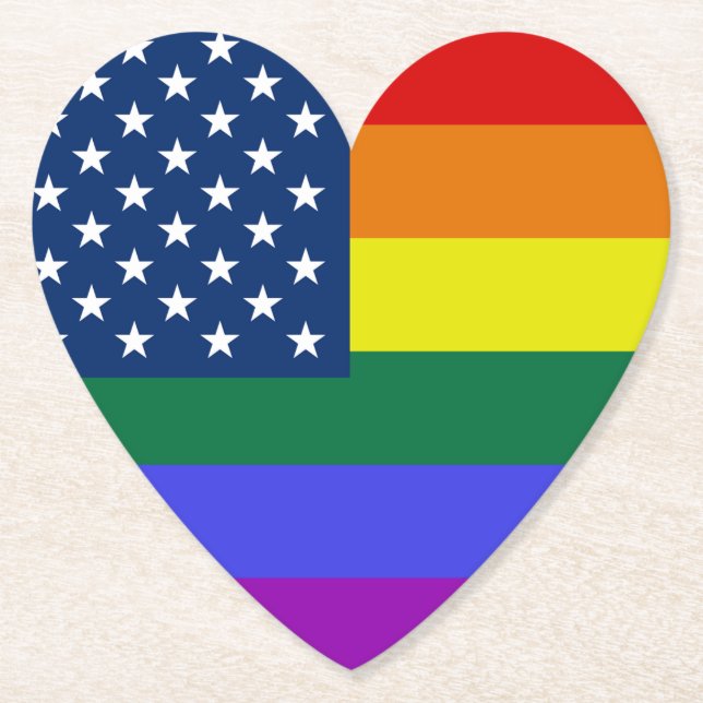 Posavasos De Papel Bandera estadounidense del Orgullo LGBT con estrel (Anverso)