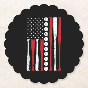 Posavasos De Papel Bandera estadounidense vintage de béisbol 4 de jul