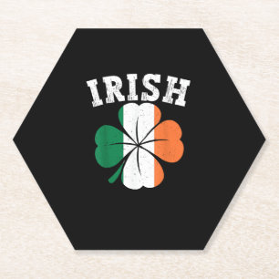 Posavasos De Papel Bandera irlandesa Shamrock St Patrick Day Vintage