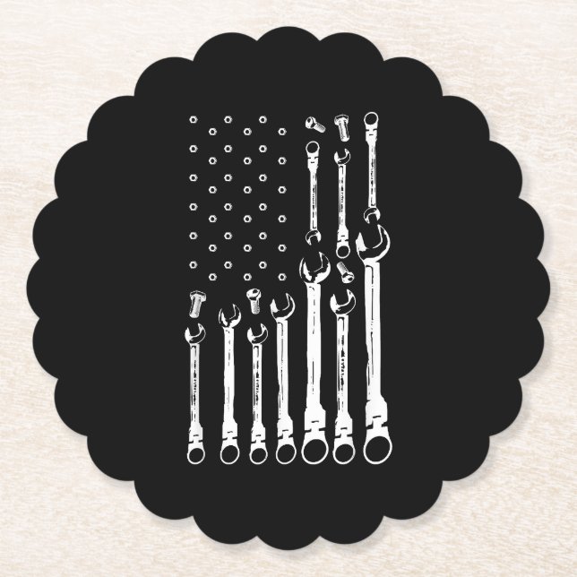 Posavasos De Papel Bandera Mecánica Mecánica Americana Bandera Patrió (Anverso)