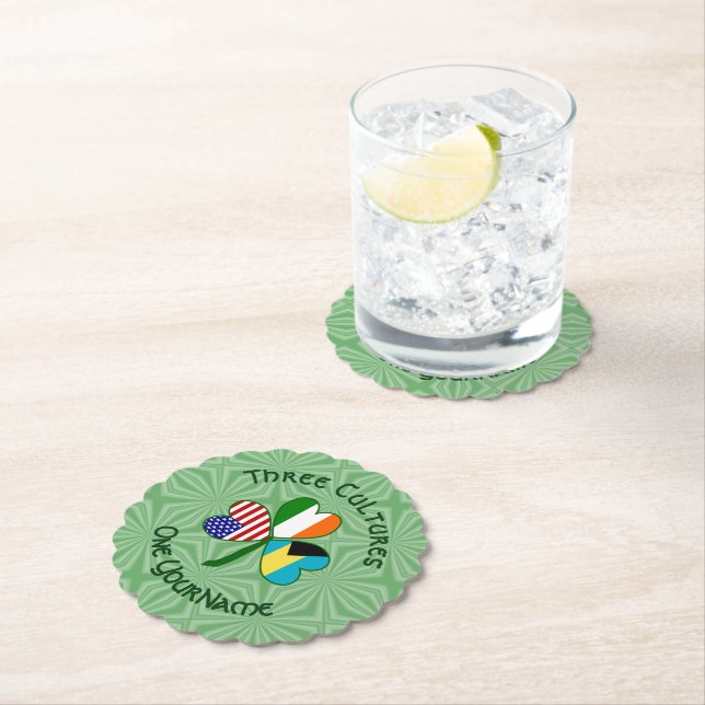 Posavasos De Papel Bandera norteamericana bahameña Shamrock personali (In situ)