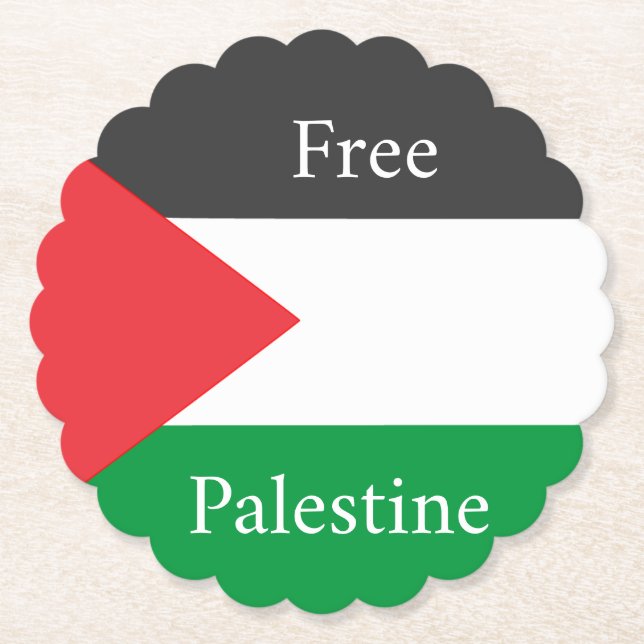 Posavasos De Papel Bandera palestina Free Palestine personalizada (Anverso)