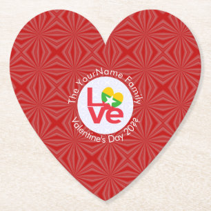 Posavasos De Papel Bandera personalizada de amor rojo de Myanmar Birm