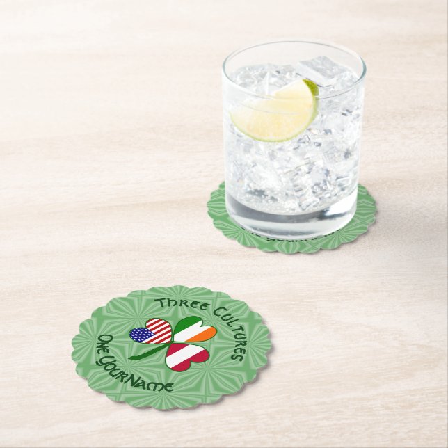 Posavasos De Papel Bandera Shamrock norteamericana austríaca personal (In situ)