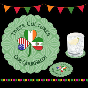 Posavasos De Papel Banderas de México Irlanda EE. UU. Trébol Personal