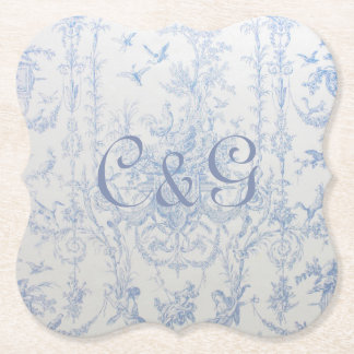 Posavasos De Papel Baños monogramados Blue Toile