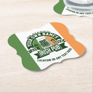 Posavasos De Papel Bar Nombre pub irlandés personalizado San Patricio
