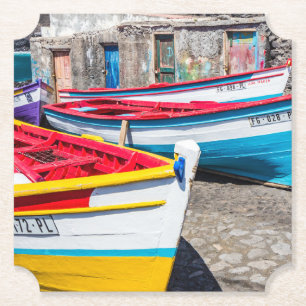 Posavasos De Papel Barcos de pesca de colores, Cabo Verde