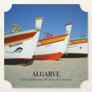 Posavasos De Papel Barcos de pesca en la foto de playa del Algarve