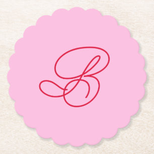 Posavasos De Papel Barra de Restaurante con Inicial de Monograma Rosa