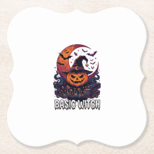 Posavasos De Papel Básica Bruja Halloween Calabaza Luna Creciente Cal