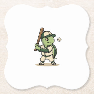 Posavasos De Papel Bateador de béisbol de tortuga linda arte vectoria