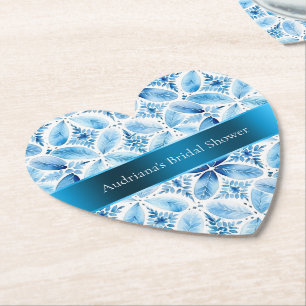 Posavasos De Papel Batik azul Floral Bridal Shower