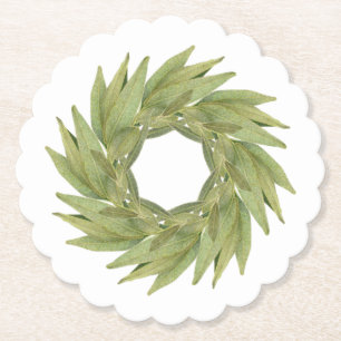 Posavasos De Papel BAY LEVANTES WREATH Scalloped Round Paper Coasters