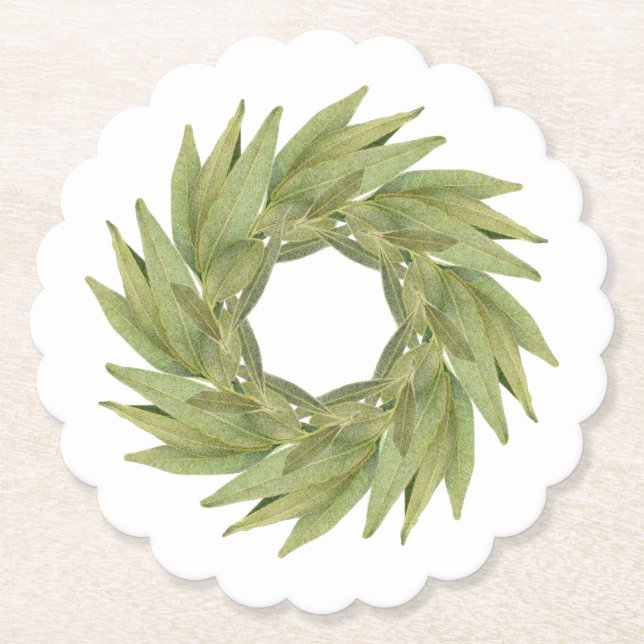 Posavasos De Papel BAY LEVANTES WREATH Scalloped Round Paper Coasters (Anverso)