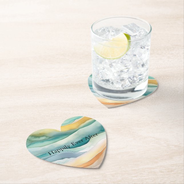 Posavasos De Papel Beach Aqua Green Ocean Cream Sand Boda (In situ)