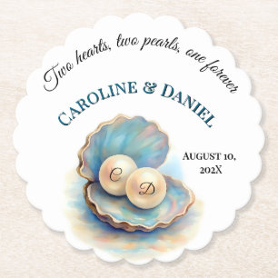 Posavasos De Papel Beach Wedls Pearls Shell elegante tema del océano
