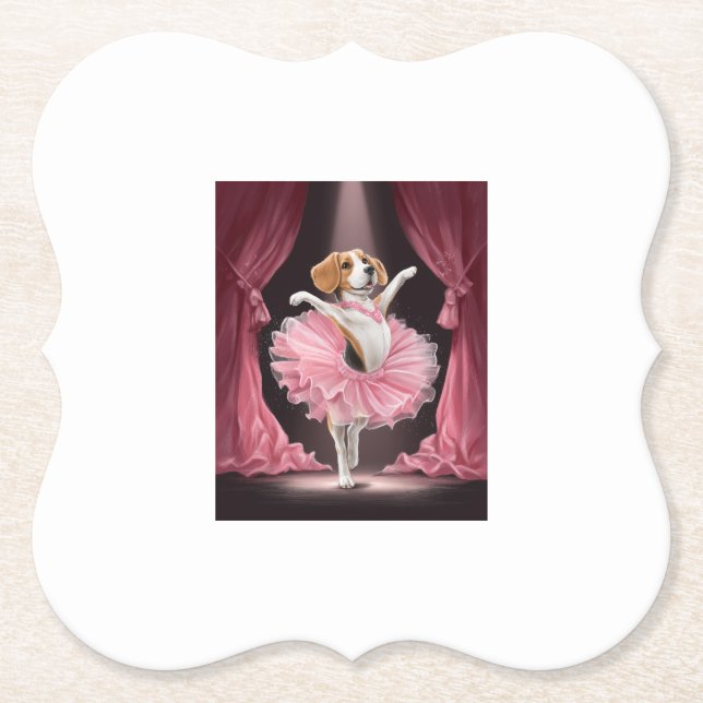 Posavasos De Papel Beagle Bailarina - Baile Divertido de Perro (Anverso)