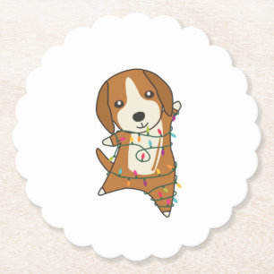 Posavasos De Papel Beagle Merry Christmas Winter Animals Dog