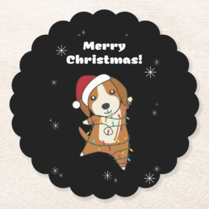 Posavasos De Papel Beagle Merry Christmas Winter Animals Dog