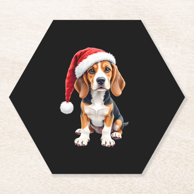 Posavasos De Papel Beagle Navidades Perro camiseta de manga larga (Anverso)