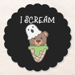 Posavasos De Papel Bear Halloween Ghost I Scream Ice Pun