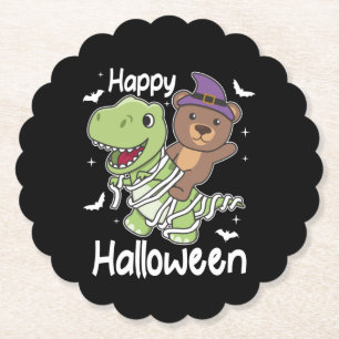 Posavasos De Papel Bear Happy Halloween T-rex Mummy Costume