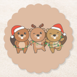 Posavasos De Papel Beaver Christmas Christmas Animals Cute Beaver Pap