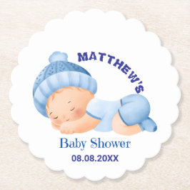 Posavasos De Papel Bebé Azul Shower, Baby Shower Niño
