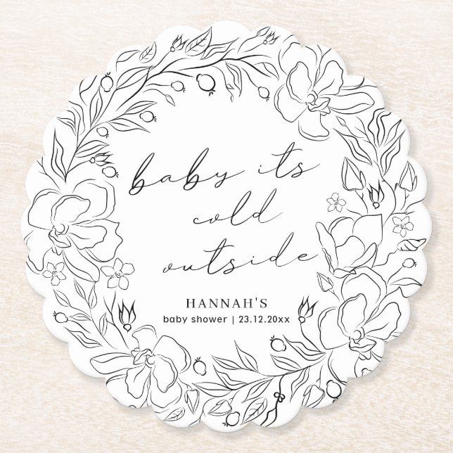 Posavasos De Papel Bebé elegante está frío fuera de la línea de ducha (Anverso)