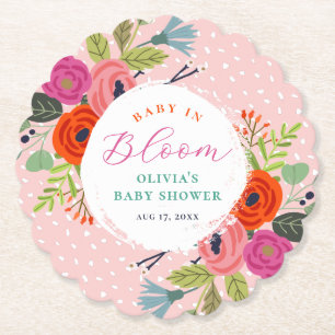 Posavasos De Papel Bebé en un Baby Shower floral brillante en flor