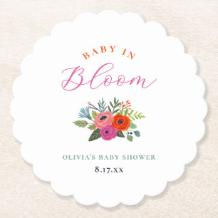 Posavasos De Papel Bebé en un Baby Shower floral brillante en flor