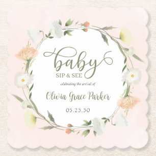 Posavasos De Papel Bebé Flor Silvestre Sip And See