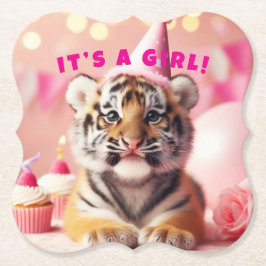Posavasos De Papel Bebé lindo revelar Chica bebé tigre rosa