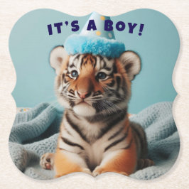 Posavasos De Papel Bebé lindo revelar niño tigre azul bebé