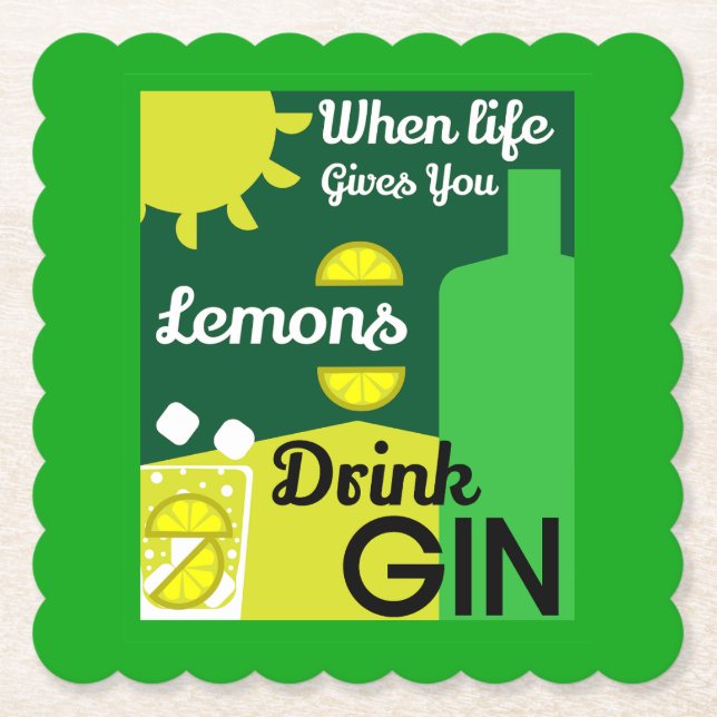 Posavasos De Papel Bebedores de ginebra | Amo la ginebra | Decoración (Anverso)
