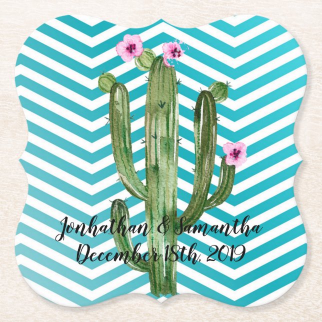 Posavasos De Papel Beber Astras Boho Cacti Cactus Bohemia Suculenta (Anverso)