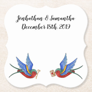 Posavasos De Papel Beber Astras Tradicionales Tatuaje de Pájaro Sparr